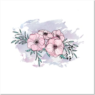 Pink floral bouquet Posters and Art